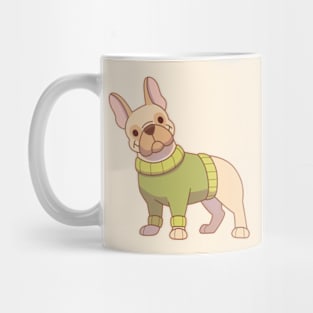 Cream frenchie in a green sweater Mug